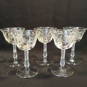 5 Vtg Rock Sharpe Cordial Glasses Classic 3007Stem